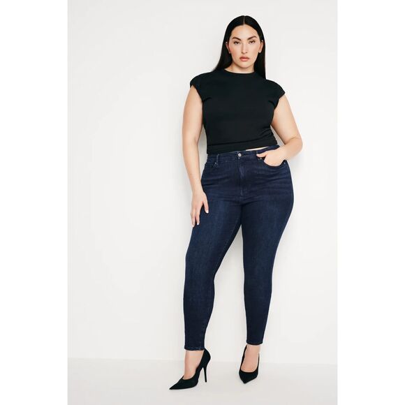 Good American Good Legs Skinny Jeans Mid Rise Blue224 Dark Wash Size 10 / 30 - Picture 1 of 12